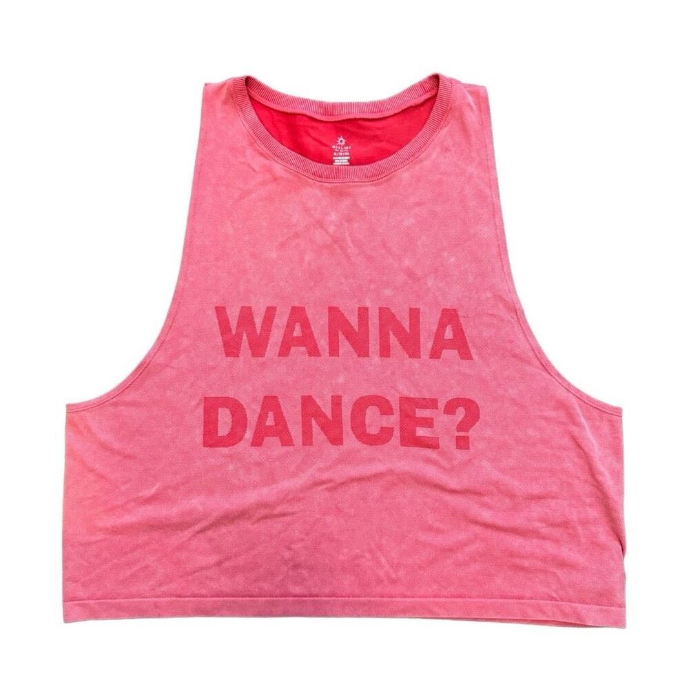 Aerie Offline Wanna Dance Low Cut Armhole Muscle Tank Top Pink XL Crewneck Zumba